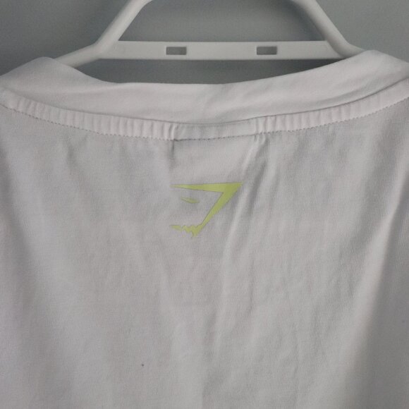 Gymshark White Cropped Med Embroidered Graphic Casual Crew Neck Pullover T-Shirt - Picture 7 of 9